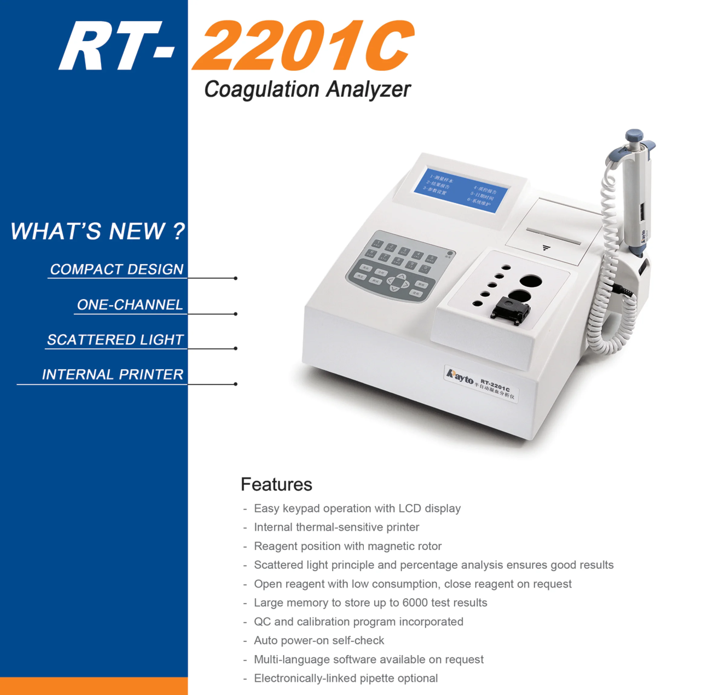 Rayto Rt 2201c Potable Blood Coagulation Analyzer Price Medical Semi