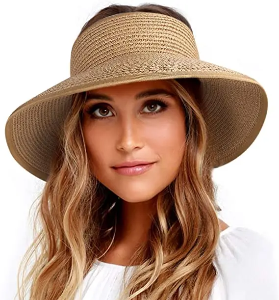 women's open top straw hat