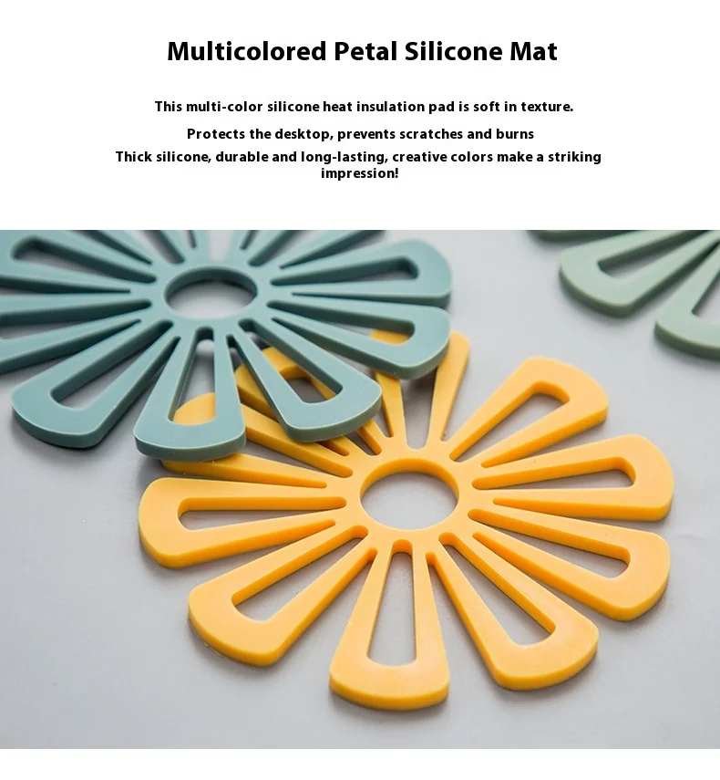 Modern Floral Design Silicone Plate Mat High-Temperature Resistant Anti-Scalding Coaster Placemat for Dining Table Household Mat supplier