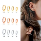 925 Jewelry CANNER Women 925 Silver Jewelry Zircon Diamond Hoop Earring 18K Gold Round Huggie Earrings
