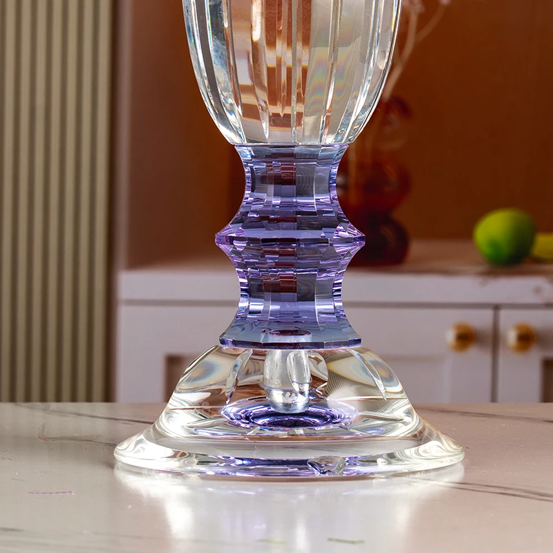 product new design flower opening shape high end elegant home desktop decoration art glass crystal vase-6