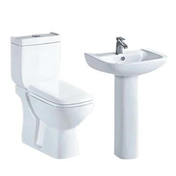 Popular hot selling ceramic toilet and pedestal basin set Chaozhou sanitary wares floor mounted bathroom sets