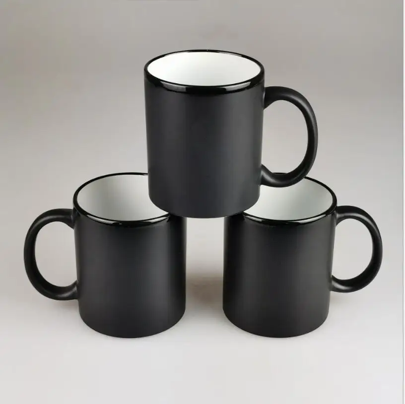 11oz Custom Factory Wholesale Sublimation Color Changing Black Matte Ceramic Magic Mug For Promotional gifts