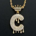 Necklace Men Hip Hop Jewelry Crown Water Drop English Letter Pendant Micro Inlaid Zircon Necklace