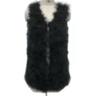 Vest Fur Turkey Feather 2020 Wholesale V-neck Sleeveless Turkey Feather Vest Real Fur Vest Women