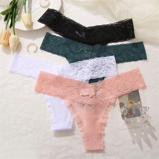 Finetoo Sexy Thongs Women Lace Bikini Briefs S Xl Low Waist Panties