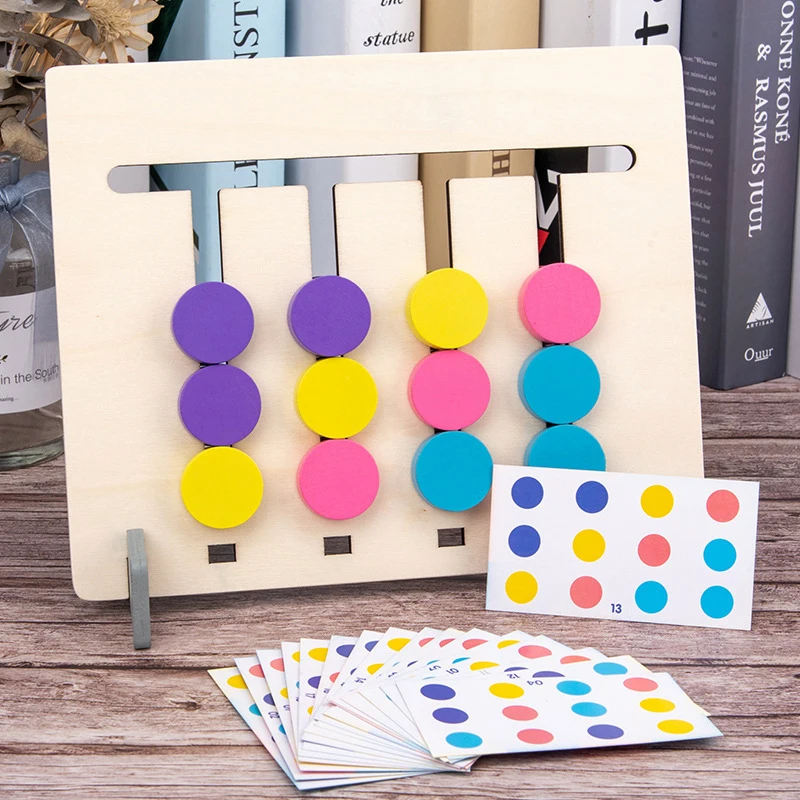 Hot selling Four-color animal logic game two-sided wooden montessori enlightenment children's educational toys