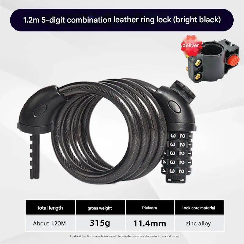 Portable Anti-Theft Password Feature Cable Lock for Motorcycle Children's Scooter Mountain Bike Electric Car Batteries