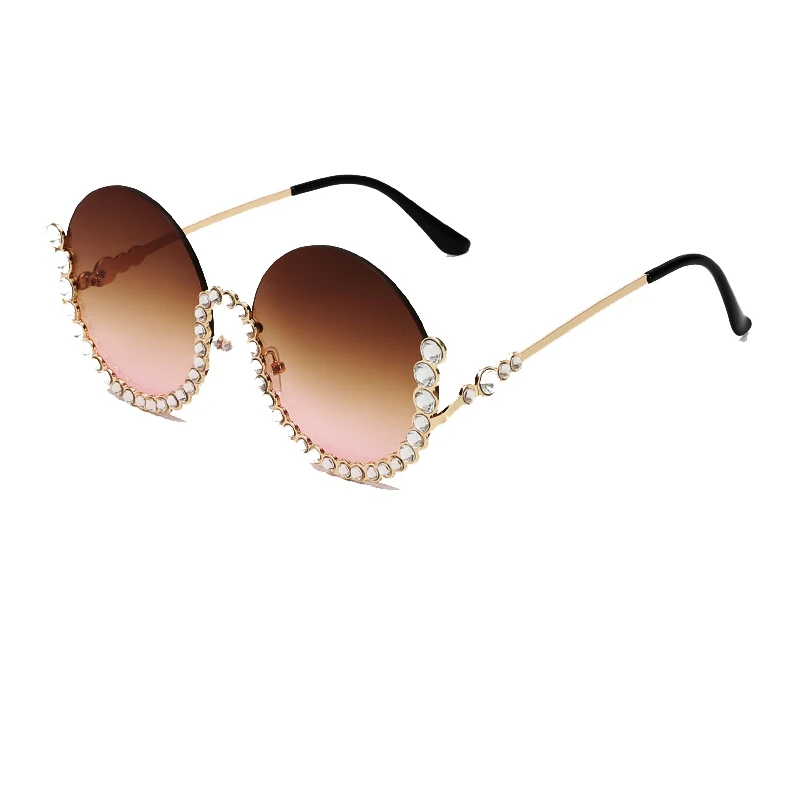 round sunglasses with rhinestones