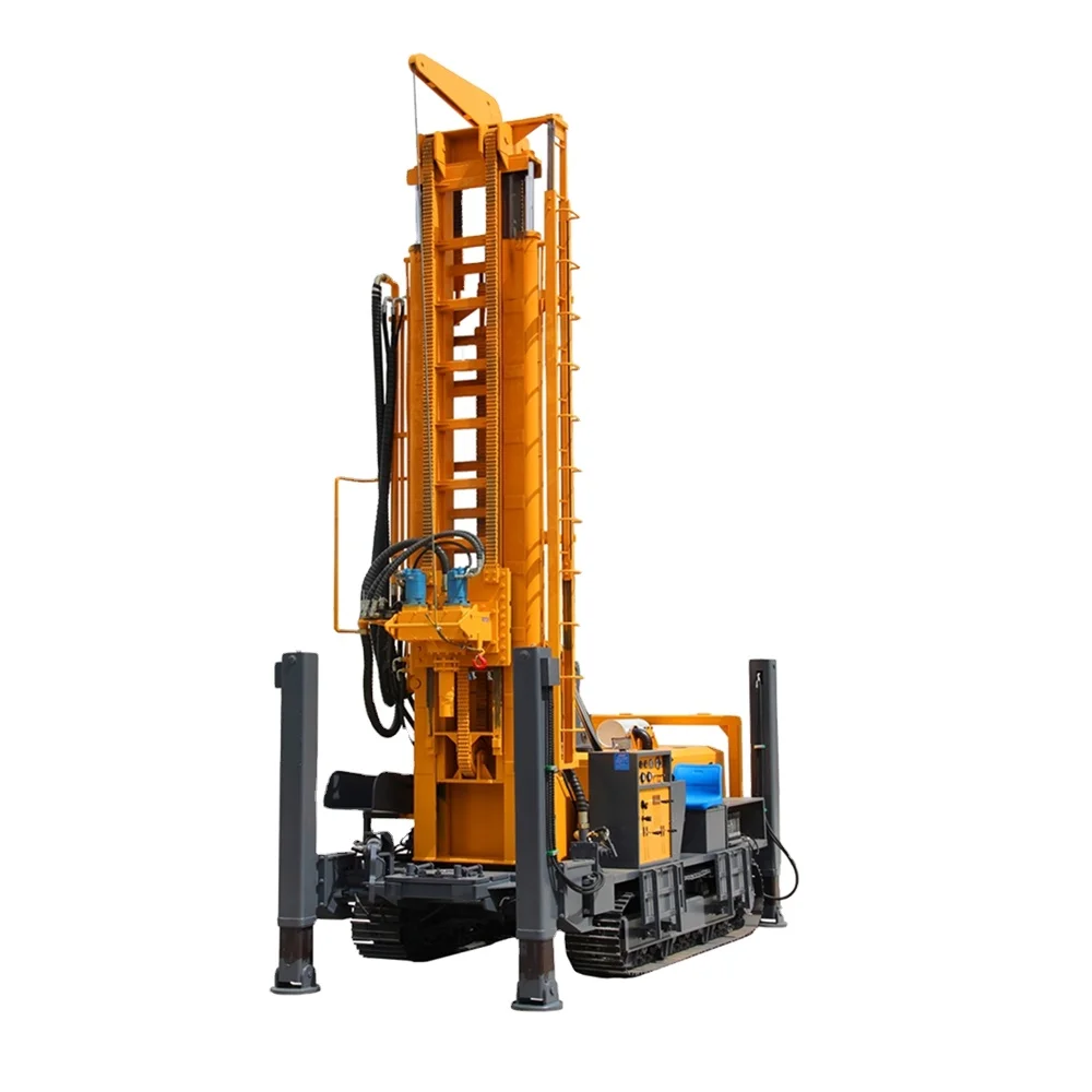 800m drilling depth pneumatic DTH crawler drilling rig for water well drilling rig machine driven by diesel engine HWH800 pro
