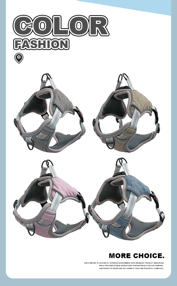 Custom Wholesale Luxury Adjustable No Pull Reflective Soft Comfortable Mesh Pet Products Dog Harness