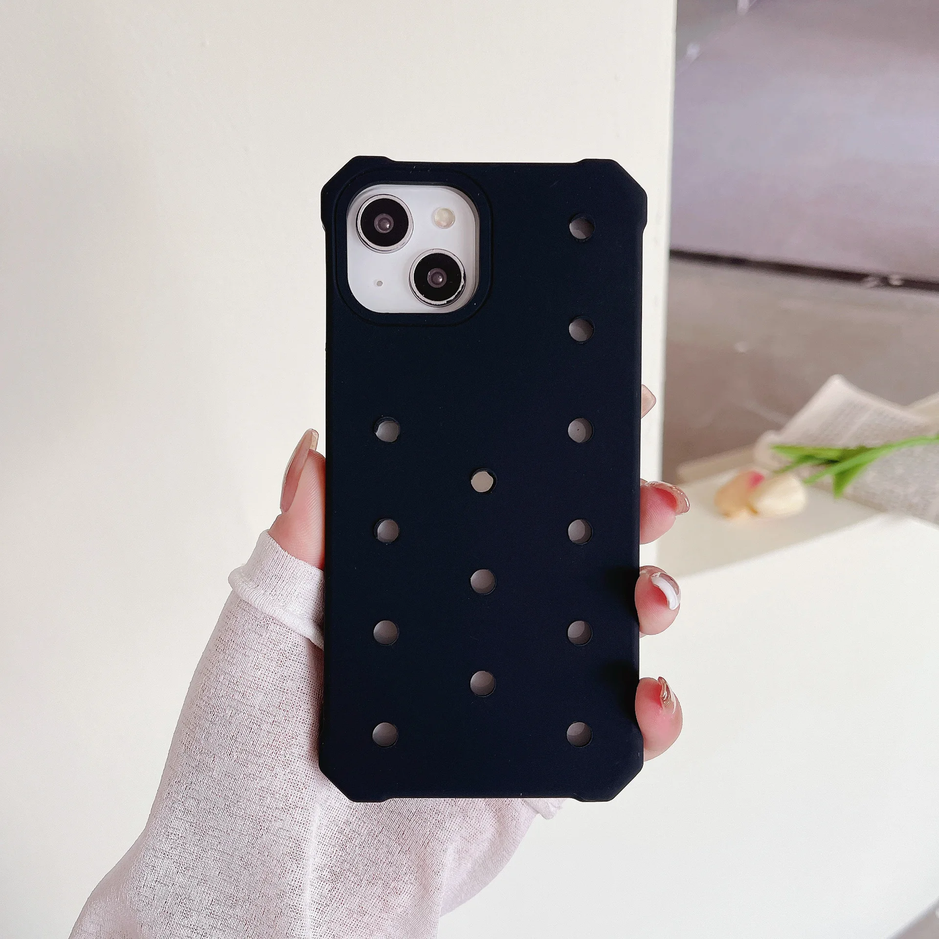 For Apple iPhone 15 Pro Max 14 Plus DIY Charms Hole Silicone Waterproof Shockproof anti-drop Cover Phone Case