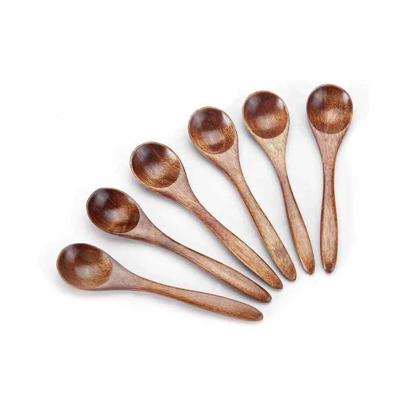 Amazon 6 pcs set wooden long handle spoon  kitchen utensils tableware