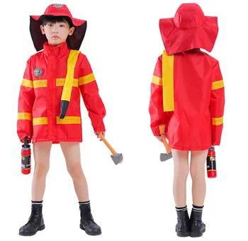 Halloween Role Play Career Suit kids Fireman Costume Toy for children with complete firefighter accessories