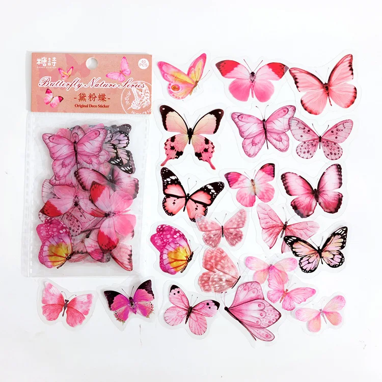 Wholesale 40 Pcs purple Butterfly PET Transparent Decorative for cake topper wedding party supplies