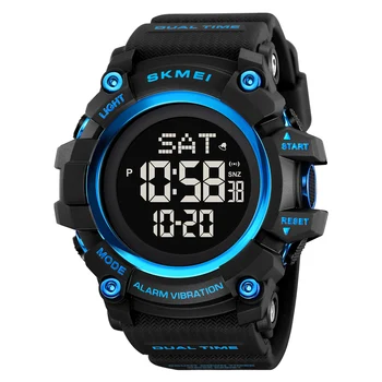 SKMEI 1358 Fashion Digital Watch Men Multi-functional EL Light 30m Waterproof 12/24 Hour Wristwatch Compass and Calories Display