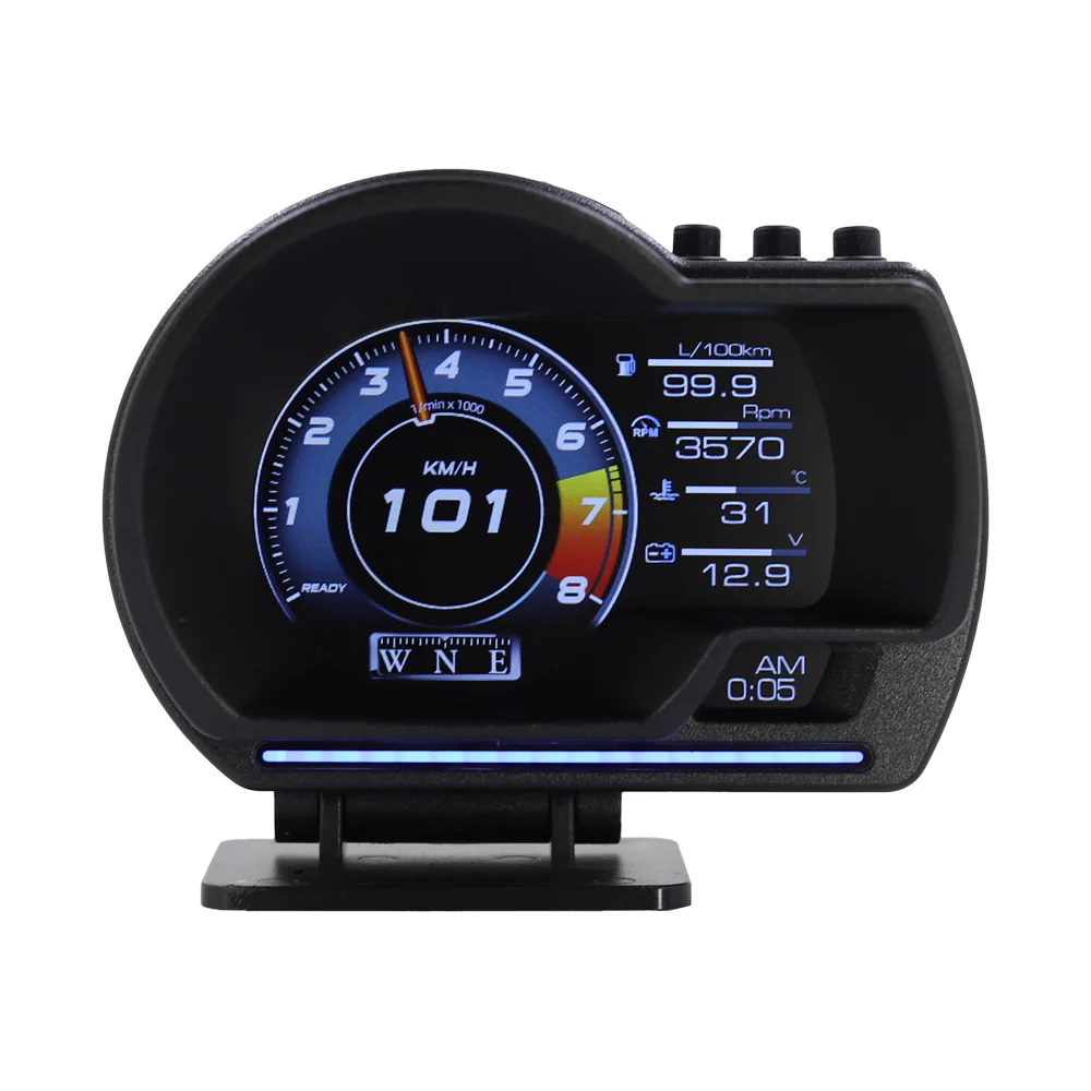 VJOYCAR Automotive On-Board Computer OBD Digital Car Speed Display with Turbo Boost Pressure Mileage Fuel Consumption Coolant Oil Temperature 