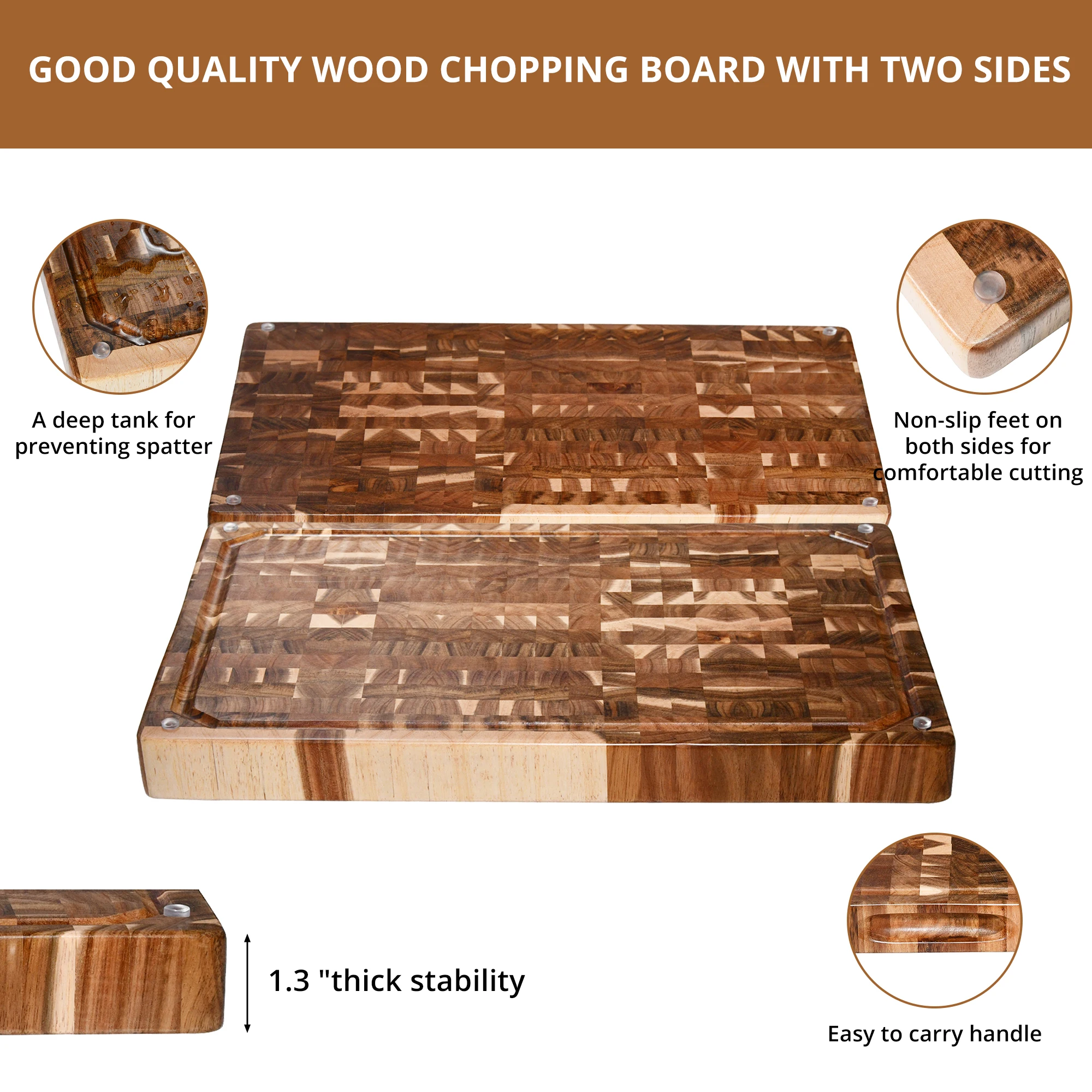 Large Wood Butcher Block End Grain Cutting Board  For Kitchen Walnut