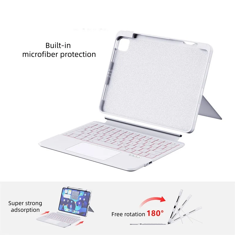 product leather magnetic backlight keyboard for ipad pro 11 13 inch m4 2025 smart case ipad air 11 13 inch tablet stand split keyboard-6