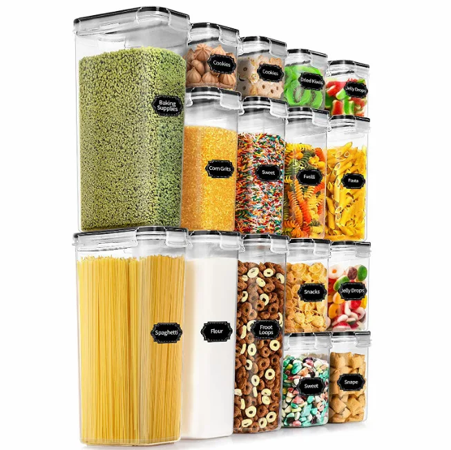 Dry Food Storage Bin Box Container Household Storage 42 Pcs Set Bpa-free Airtight Plastic Stackable Kitchen Organizer Cereal