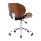Chair PU Covered Leisure Wood Chair Office With Chrome Wheel Base