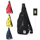 Sling Bags For Men Soft Phone Charging Crossbody Bag Logo Printed Belt Small Men Chest Sling Bags For Boys