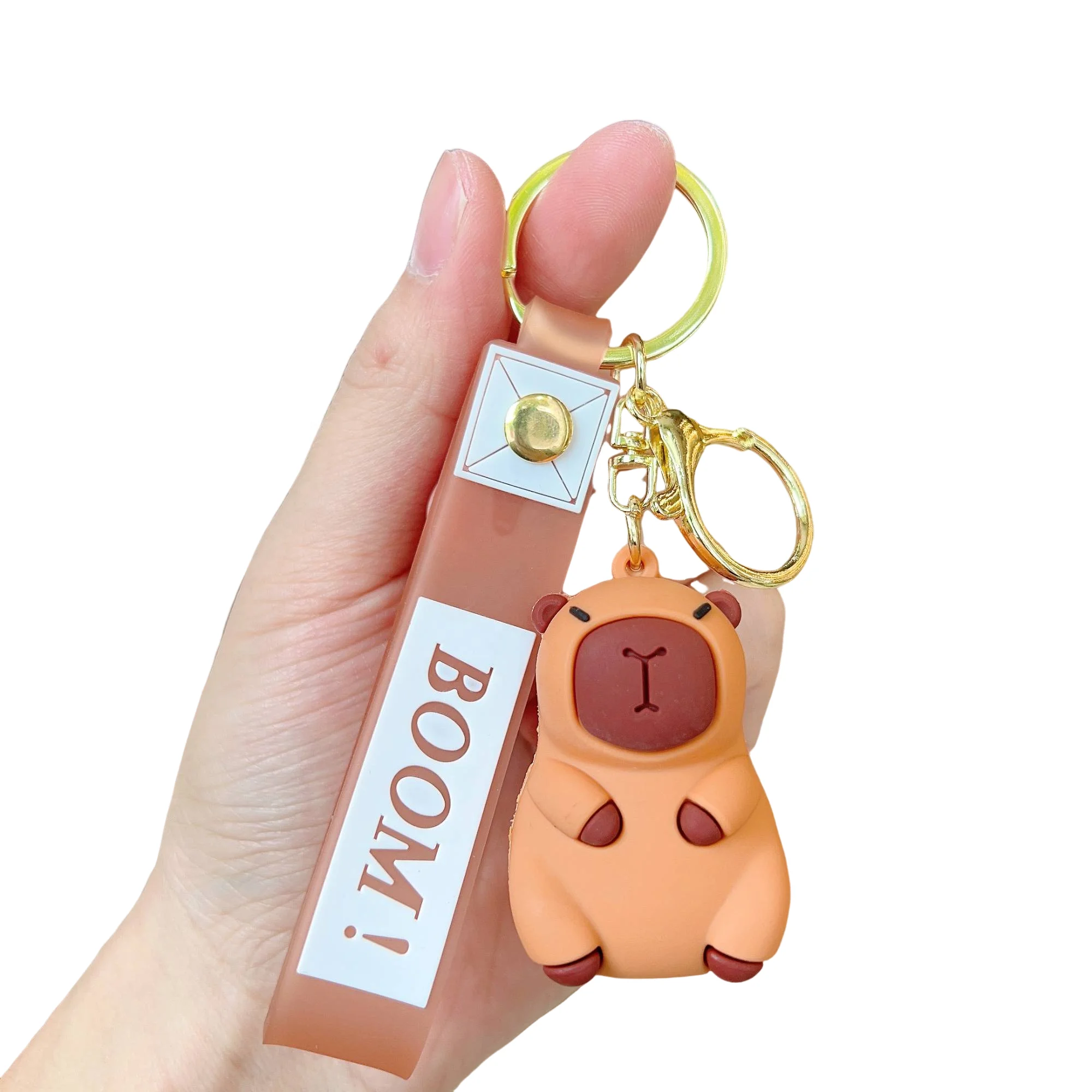 2024 New design Animal series Cartoon cute capybara key holder funny silicone doll lanyards custom 3d silicon keychain