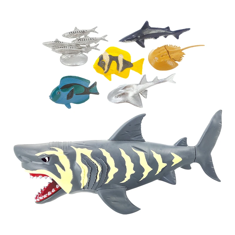 Pvc plastic shark toy baby product educational fishing series toy for saley