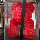 Mother's Wholesale 40cm Rose Bear With Box Valentine's Day Mother's Day Gift Teddy Bear Artificial Flower Rose Bear