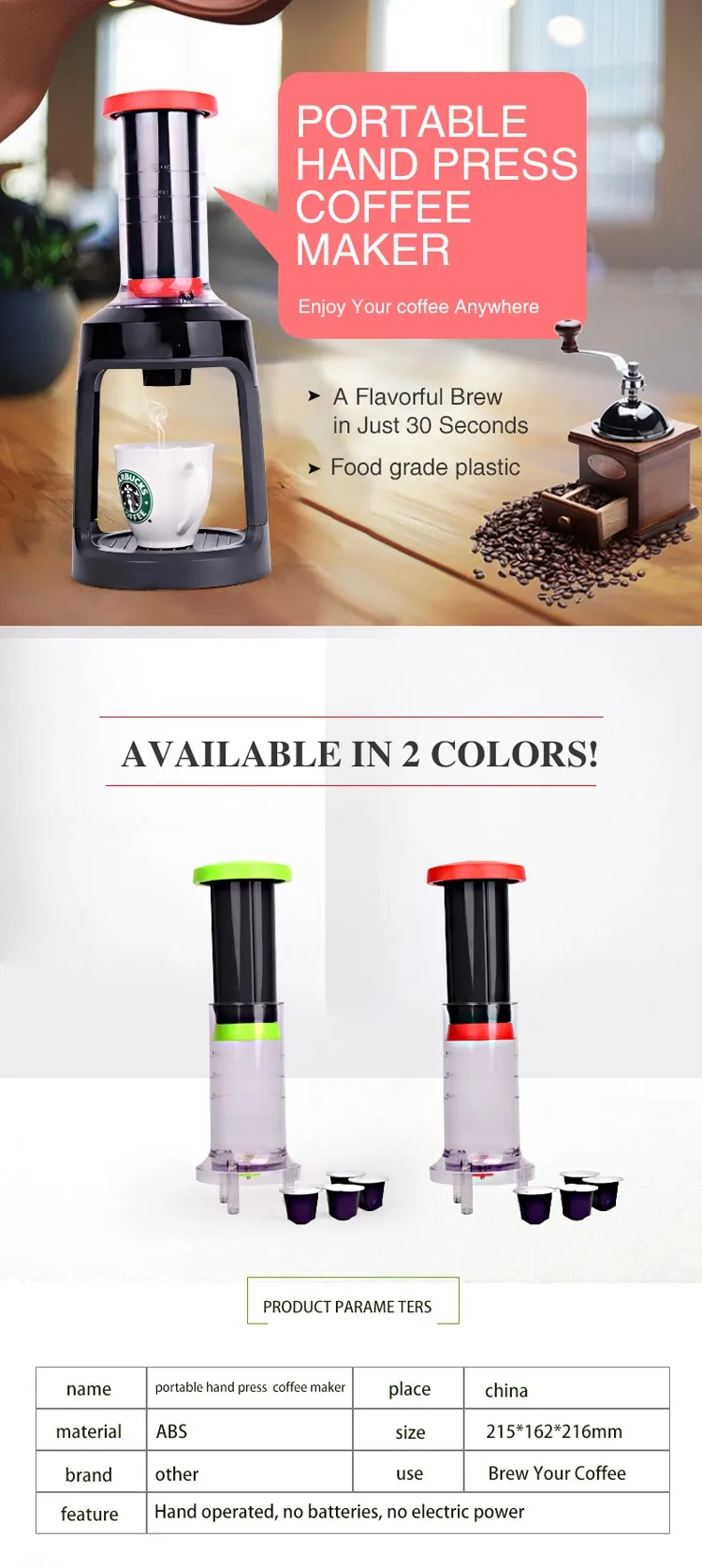Manual Single Serve Coffee Maker for K-Cup Capsule Coffee Machine Manual Espresso Coffee Machine
