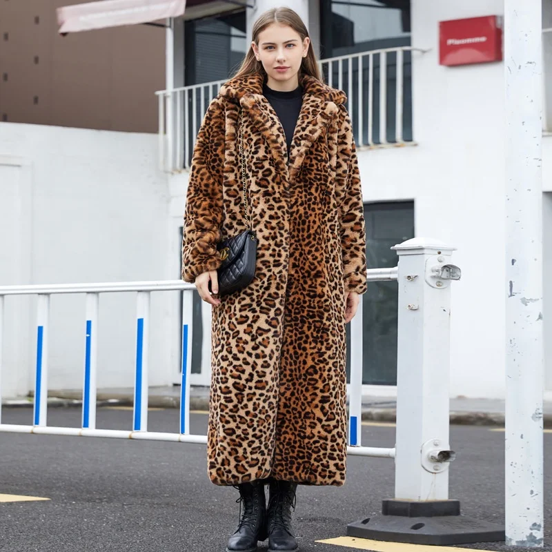 New Imitation Fur Leopard Rabbit Hair Super Long Suit Collar Fur Coat - Buy Fur  Coat,Coat,Winter Coat Women Product on 