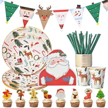 Nicro Custom Merry Christmas Party Supplies Party Plate Accessories Indoor Christmas Decorations Disposable Tableware