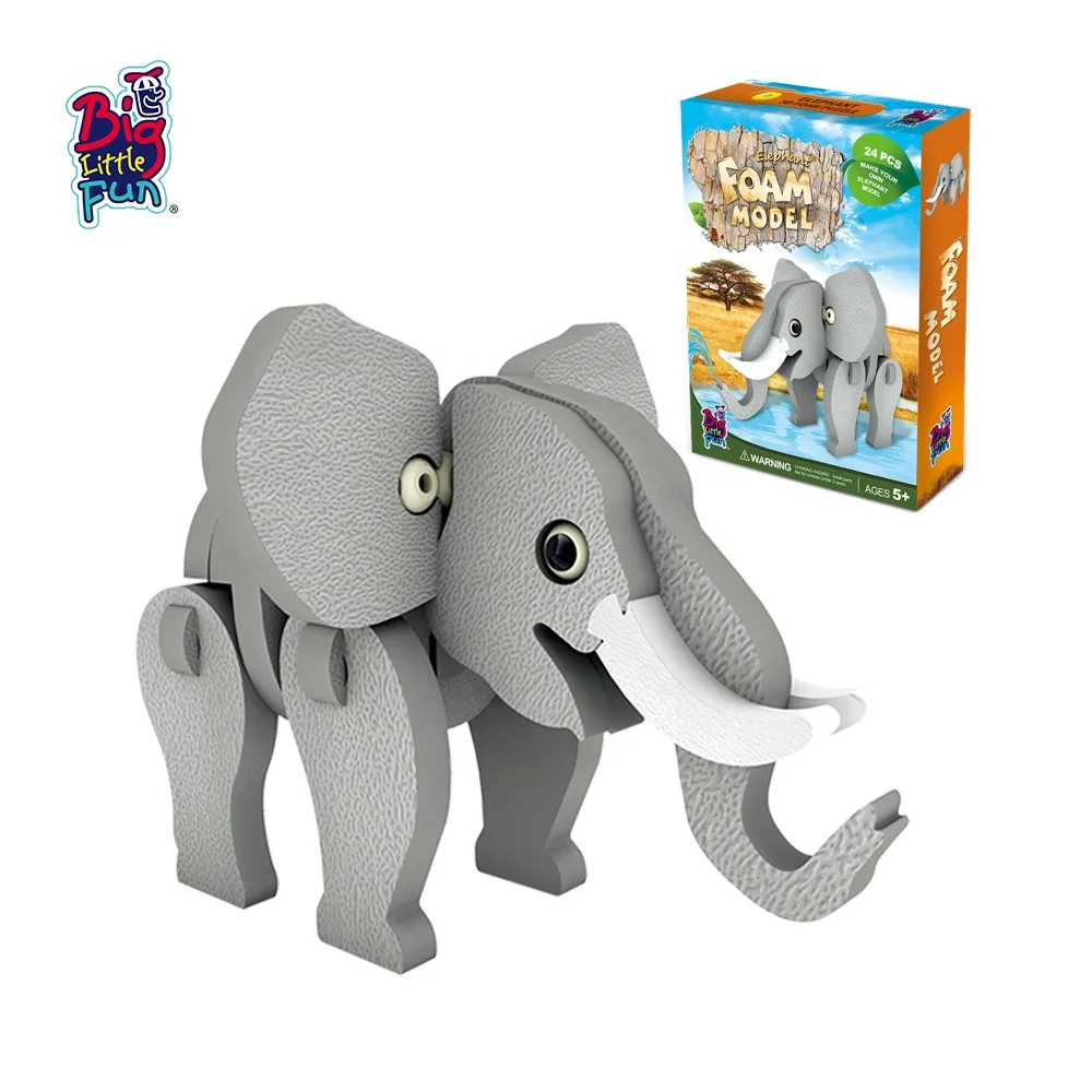 Realistic Zoo Animals Elephant Plastic Toy Wild Animals Diy Puzzle 3d Craft Foam  Sheets Building Blocks For Education - Buy Building Blocks,Craft Foam Sheets,Education  Product on 
