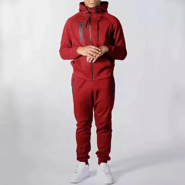 Tracksuit Mens with Zipper Pockets Full Zip Hoodie Sweatsuit 2 Pieces Running Jogging Sports Casual Sweat Suits