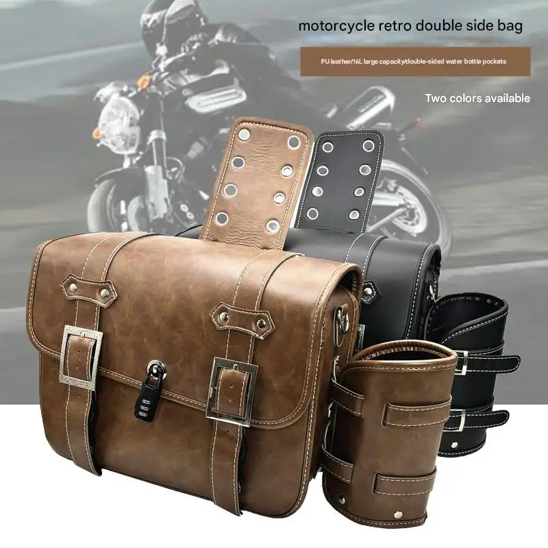 Dual Side Leather Saddle Bag for Comfortable Motorcycle Riding Rear Seat Tail Box with Hanging Rear Tail Bag