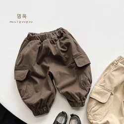 Children's Cargo pants Autumn Medium waisted cotton boys' casual pants Fashion baby clothes