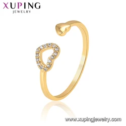 16455 Xuping bague en or femme bijoux dubai bijuterias atacado 24k gold color heart style opening ring