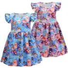 Girls Baby Girls Summer Children Clothes Cartoon Milk Silk Sleeveless Twirl Party Dress Knee Length