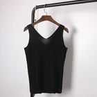Factory Wholesale Sexy Tight Solid Color Sleeveless V-neck Knitted Vest Sweater