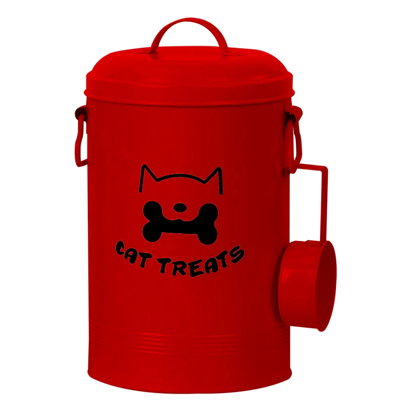 2023 New Arrival Christmas Gift Set Red and Green Color Airtight Cute Metal Pet Food Container for Dog and Cat