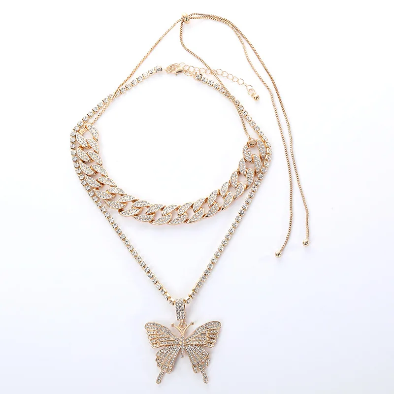 Buy Hip Hop Bling Butterfly Necklace 