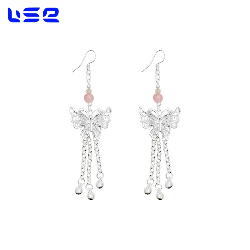 New chinese style luxury niche charm long tassel butterfly fashion jewelry earrings for women