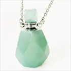 Natural Natural Gemstone Crystal Quartz Amethyst Perfume Bottle Necklace Stainless Style Silver