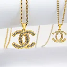 Necklace Rhinestone Pendent Jewelry 18K Gold Filled Jewelry Letter C Charms Crystal Eye Necklace 3 Piece Set