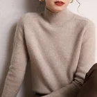 Cashmere Sweater Customize Women Spring Plain Knit Long Sleeve Turtleneck 100% Cashmere Sweater