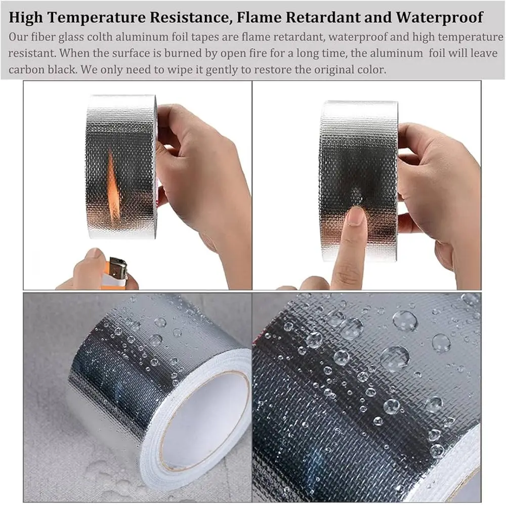 Hot Selling Heat Resistant Aluminum Foil Adhesive Tape Aging Resistance Reinforced With Mesh Reinfor Aluminum Foil Tape