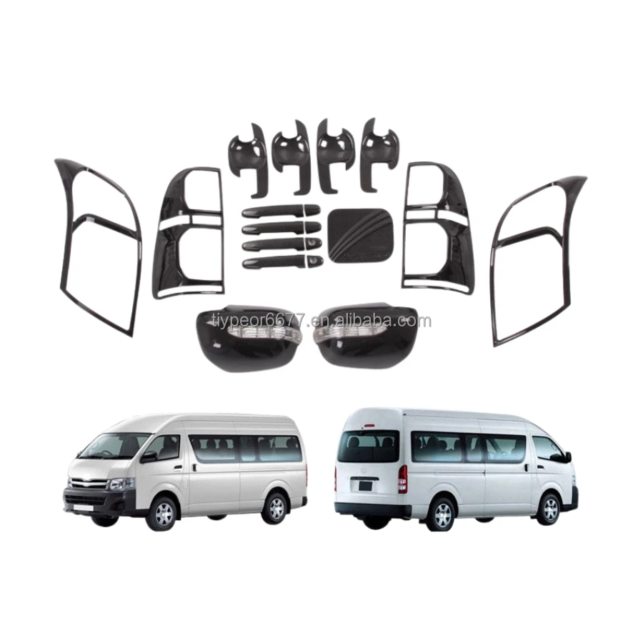 product tiypeor fortoyota hiace 2019 door cup protector handle front fog lamp rear mirror cover gas tank cover exterior trims kit863-4