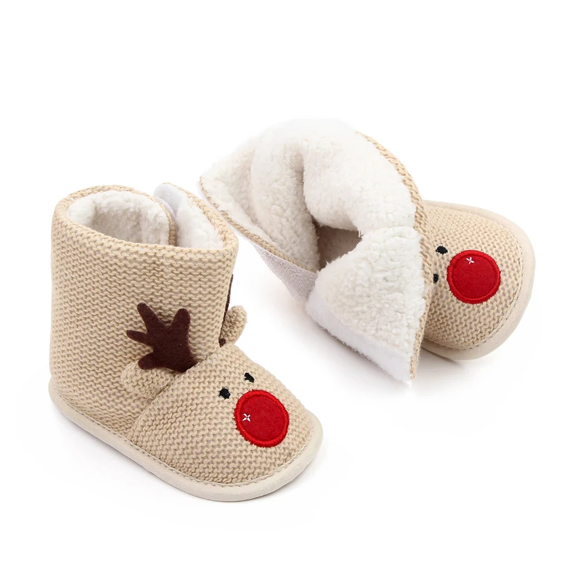 0-1 Year Old Infants Winter Cartoon Moose Baby Cute Warm Soft Sole Toddler Cotton Boots manufacture