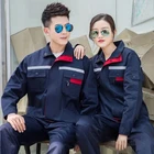 Work Wholesale Industrial 2 Pieces Reflective Workwear Work Clothes Uniform For Men And Women Cotton Unisex OEM Customized