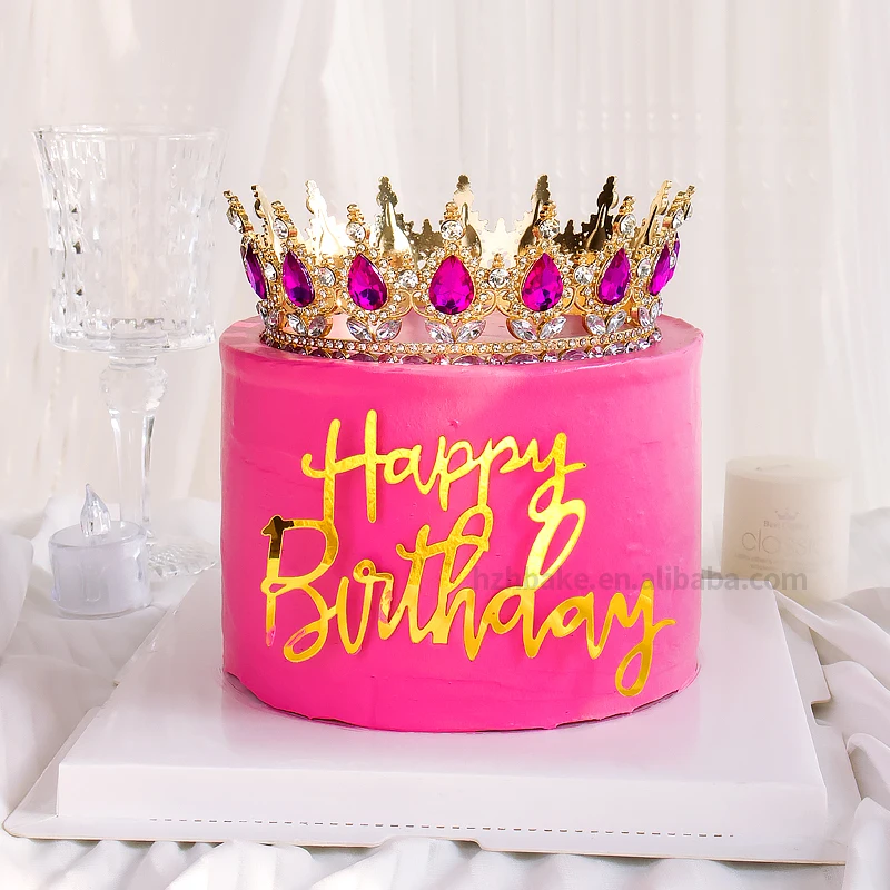 Wedding crowns 12.5cm cake crowns Pink cake decorations bakery accessory baking tools Happy birthday gifts